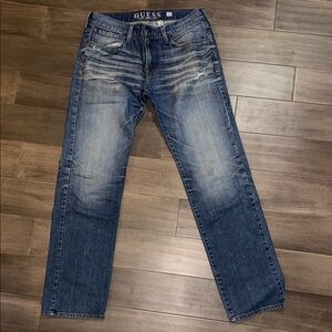 Guess Lincoln Slim Straight Leg Distressed Denim Jeans SZ 33
